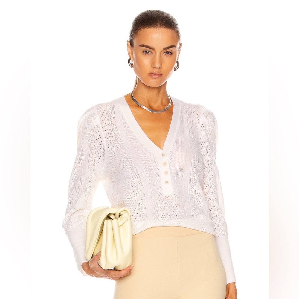 VERONICA BEARD Kirka Henley Pullover Sweater in Ivory M